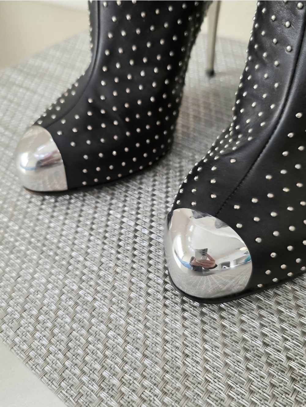 Giuseppe Zanotti Black Leather Silver Studded Buckle Stiletto Boots - EU 39 - Picture 6 of 16